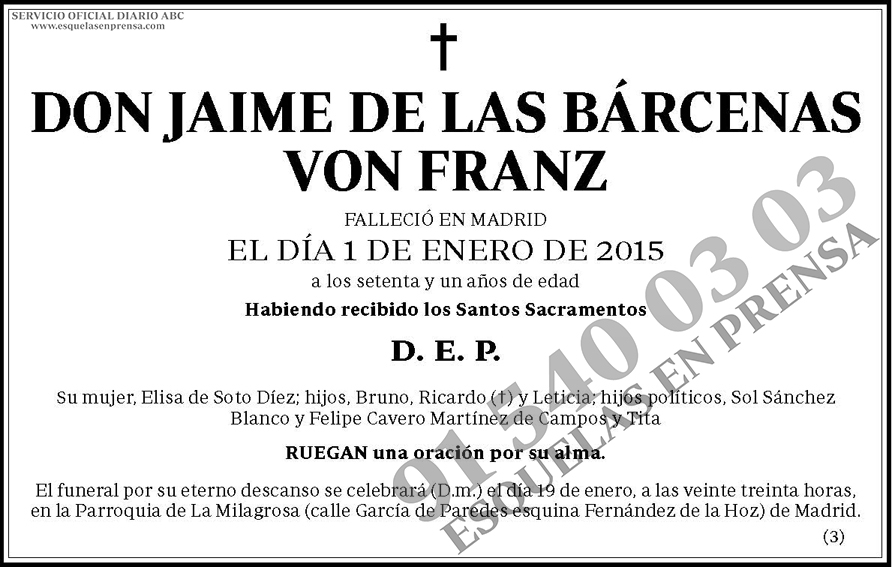 Jaime de las Bárcenas Von Franz